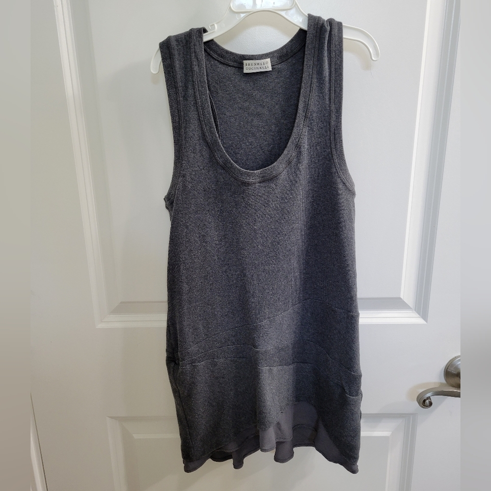 Brunello Cucinelli scoop neck sleeveless top cotton blend